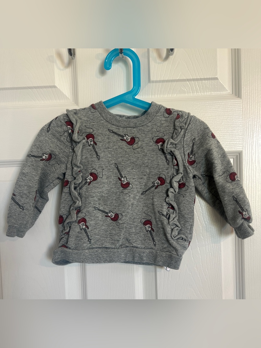 Girls' Grey Guitar Ruffle Sweatshirt